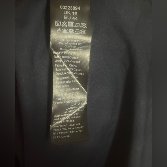 Plus size 16  - navy blue 100% cotton a-line milk maid Peasant Maxi dress - Picture 7 of 9